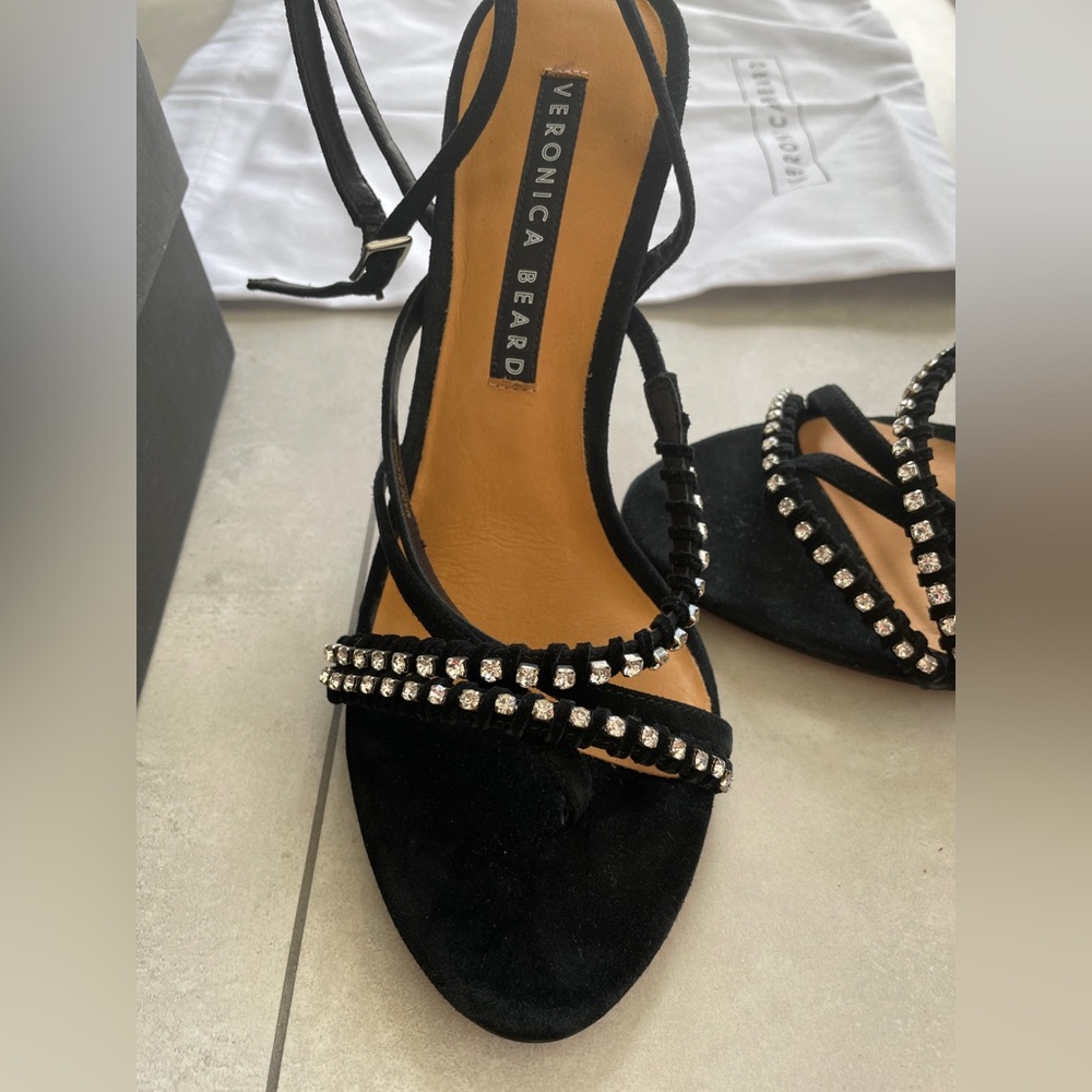 Veronica Beard Noelle Suede Color black/nude/crystal size 38.5